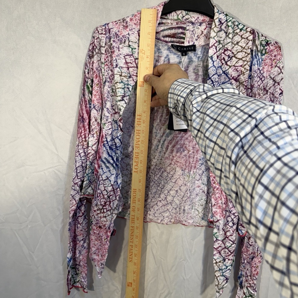 Carine Claire Open Cardigan Shrug Neon Mix XL Lightweight Stretch Sweater NEW - Picture 9 of 11